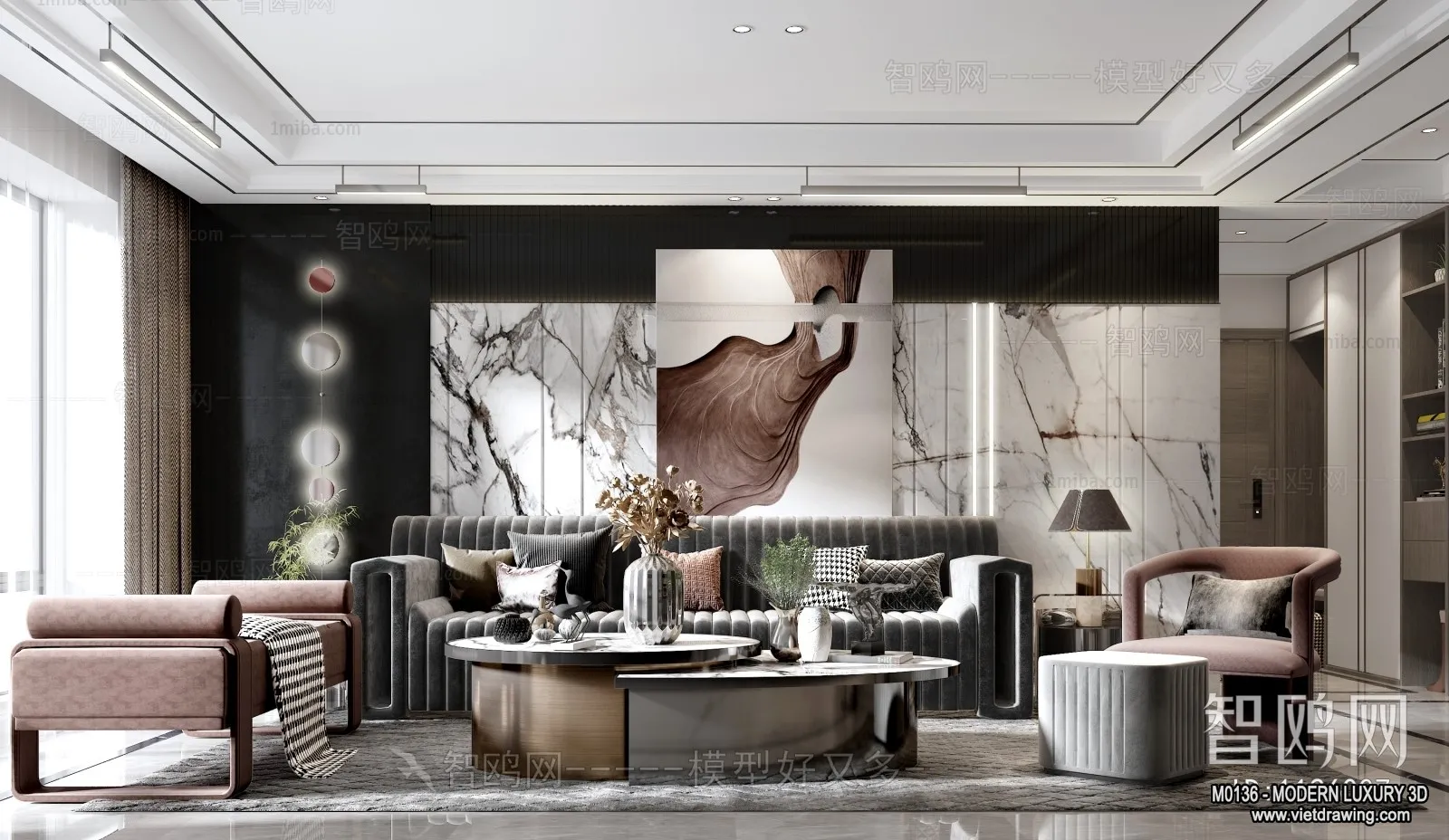 Living Room - 3D Interior Scene - Luxury Style - 011