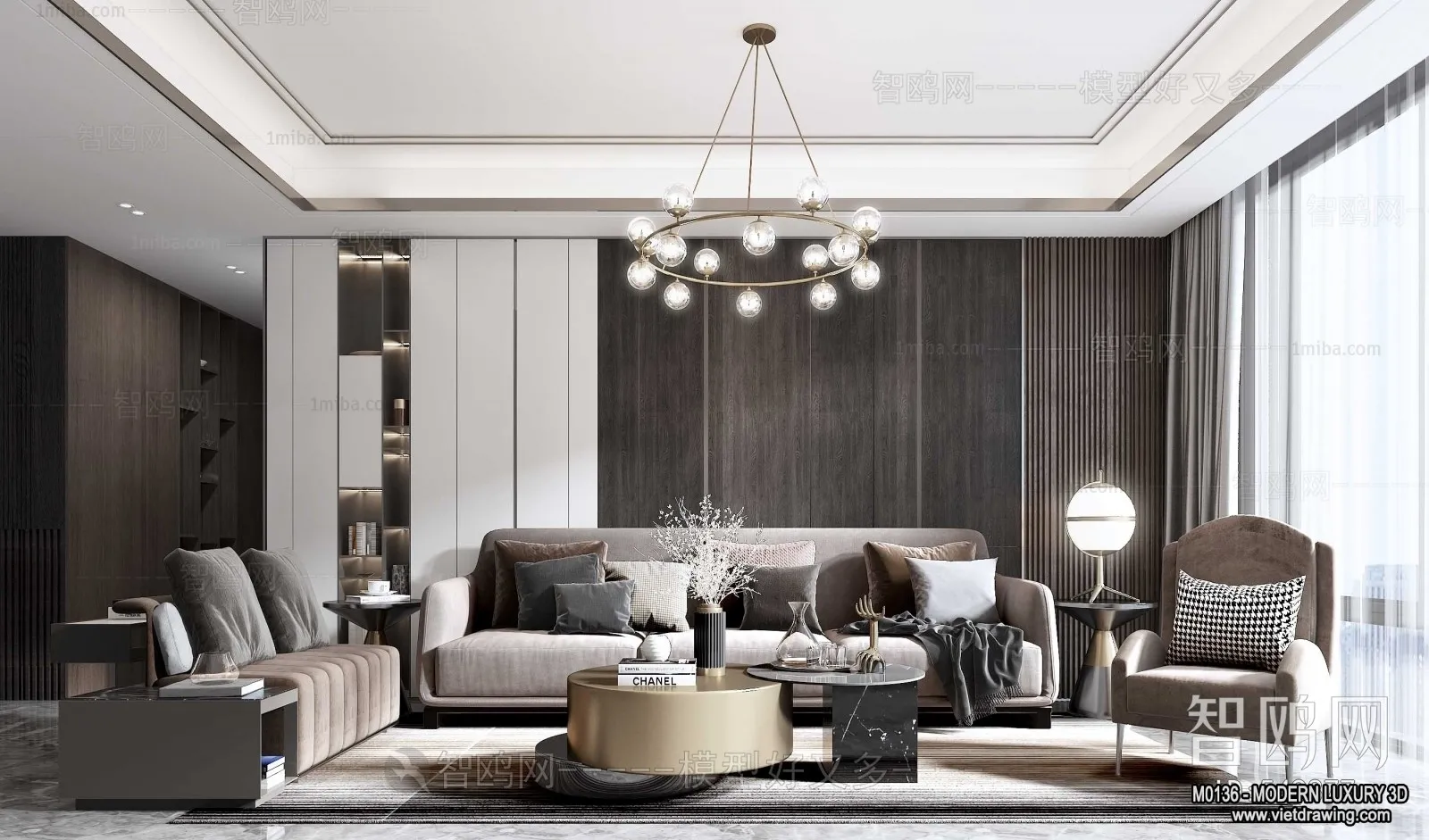 Living Room - 3D Interior Scene - Luxury Style - 012