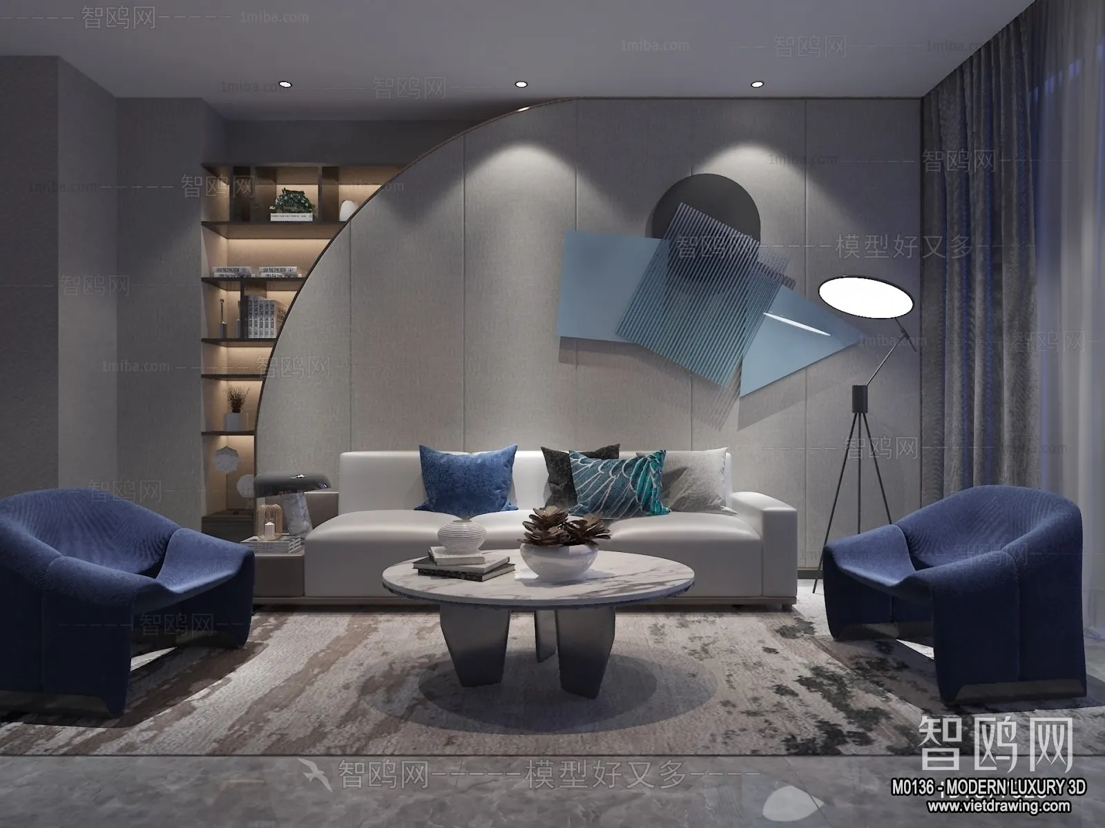 Living Room - 3D Interior Scene - Luxury Style - 014
