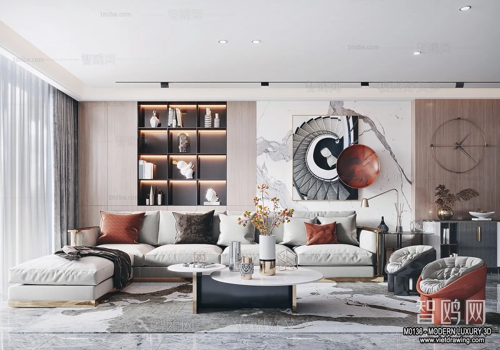 Living Room - 3D Interior Scene - Luxury Style - 015