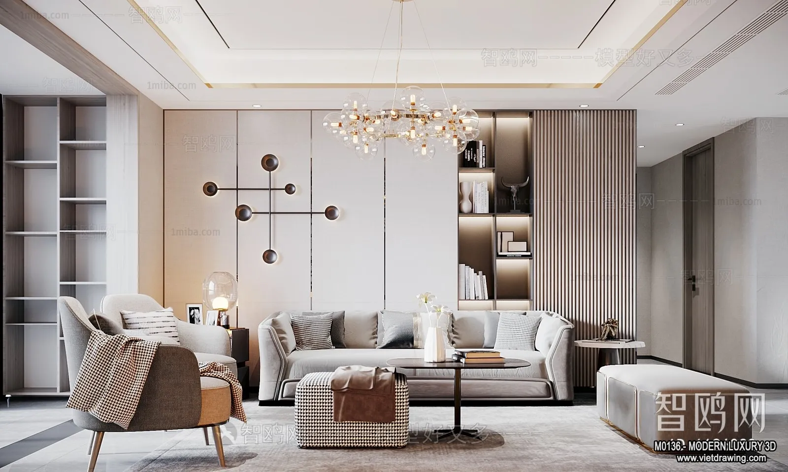 Living Room - 3D Interior Scene - Luxury Style - 017