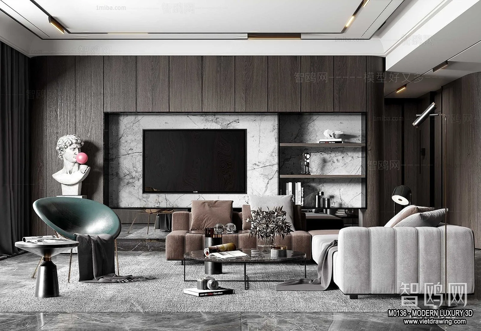 Living Room - 3D Interior Scene - Luxury Style - 020