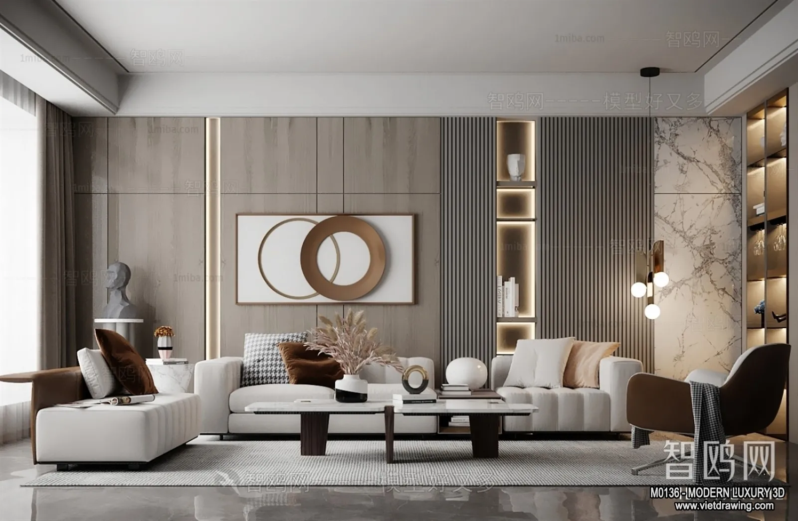 Living Room - 3D Interior Scene - Luxury Style - 023