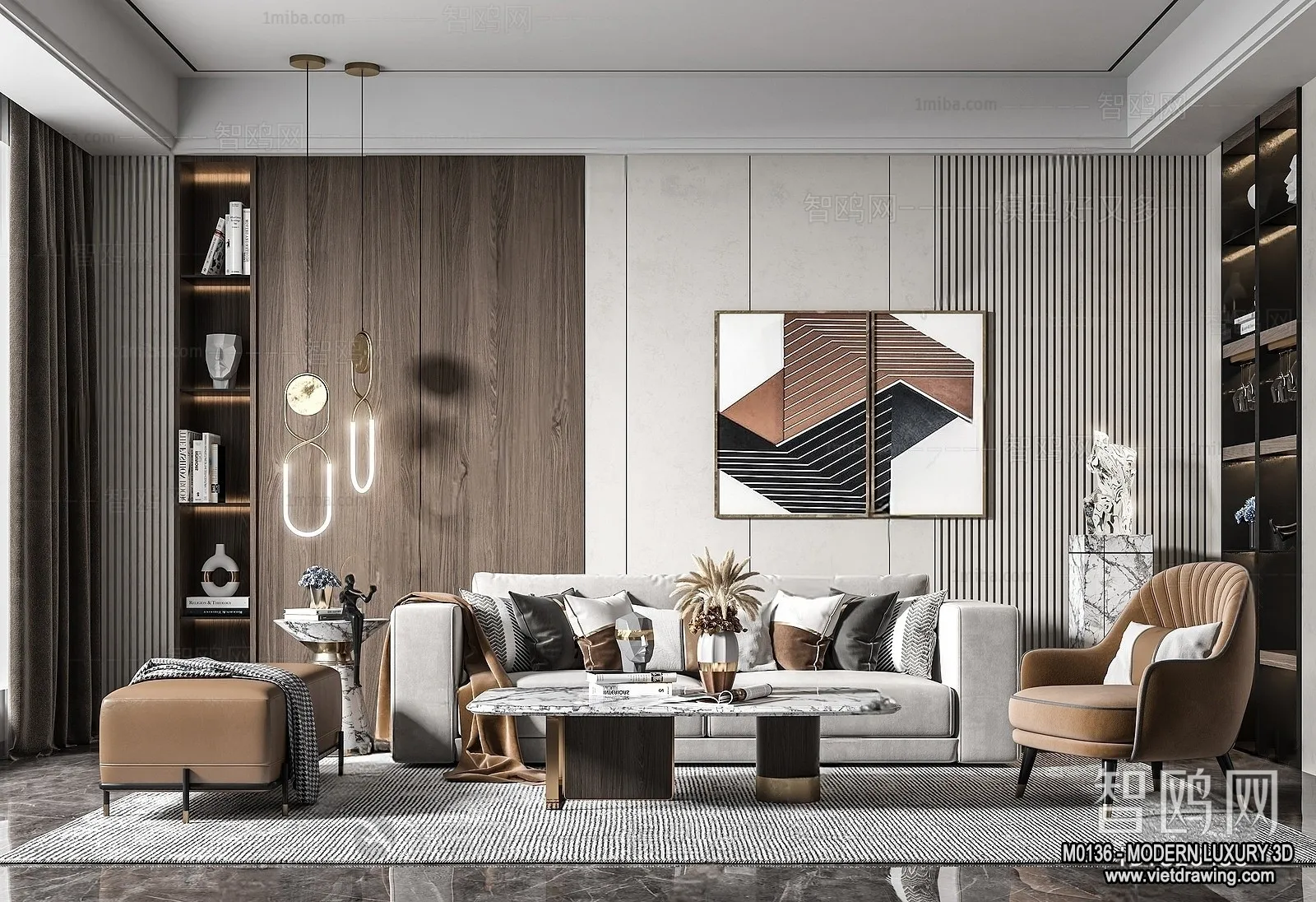 Living Room - 3D Interior Scene - Luxury Style - 024