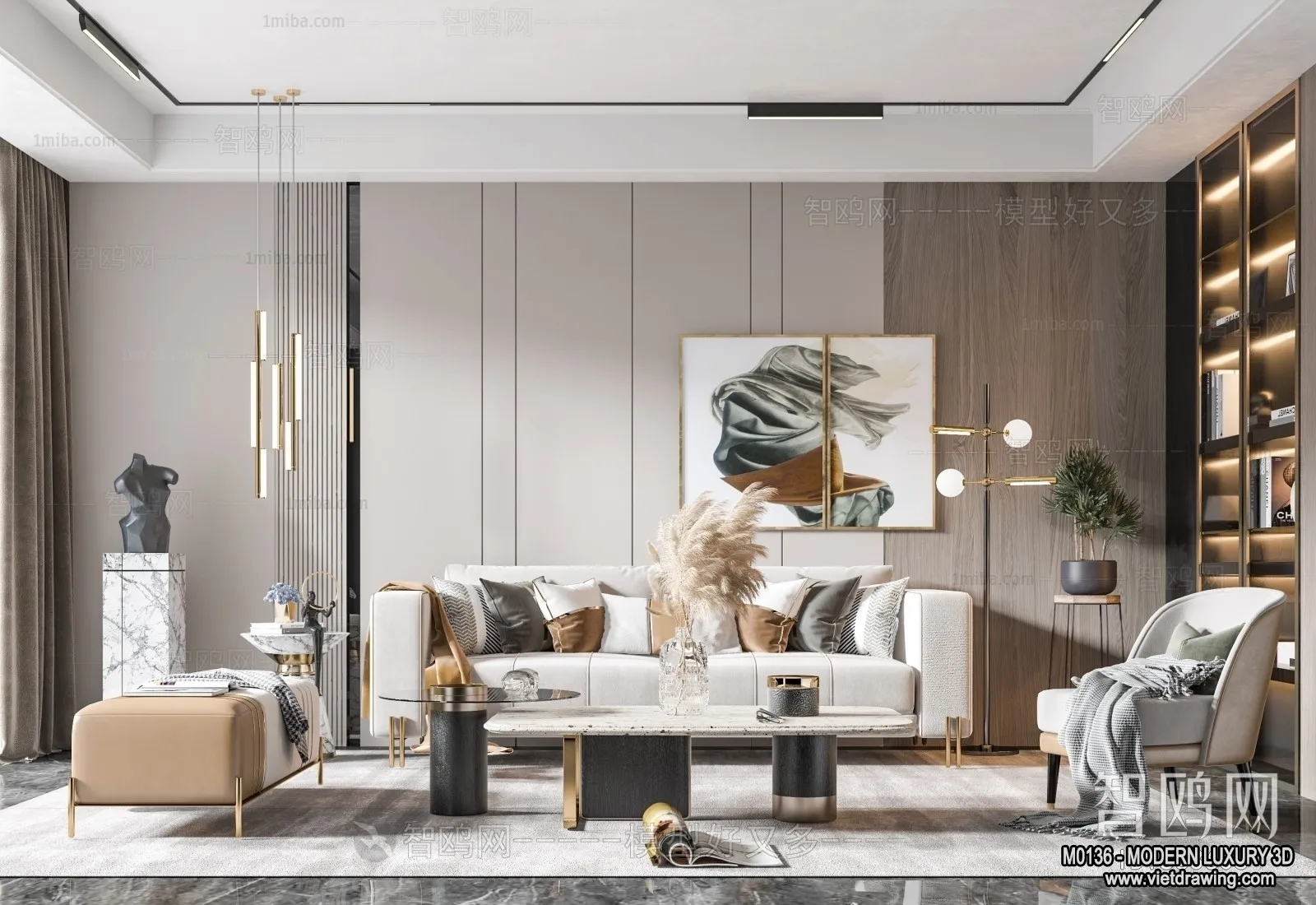 Living Room - 3D Interior Scene - Luxury Style - 025