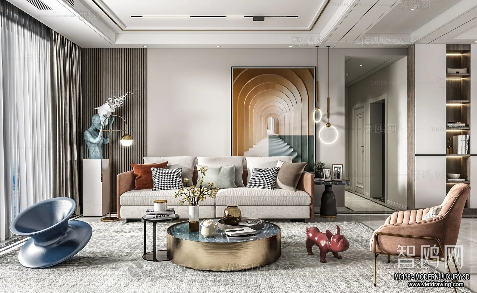 Living Room - 3D Interior Scene - Luxury Style - 027