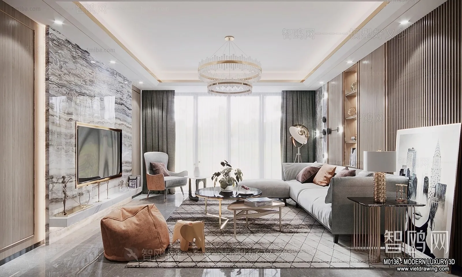 Living Room - 3D Interior Scene - Luxury Style - 033