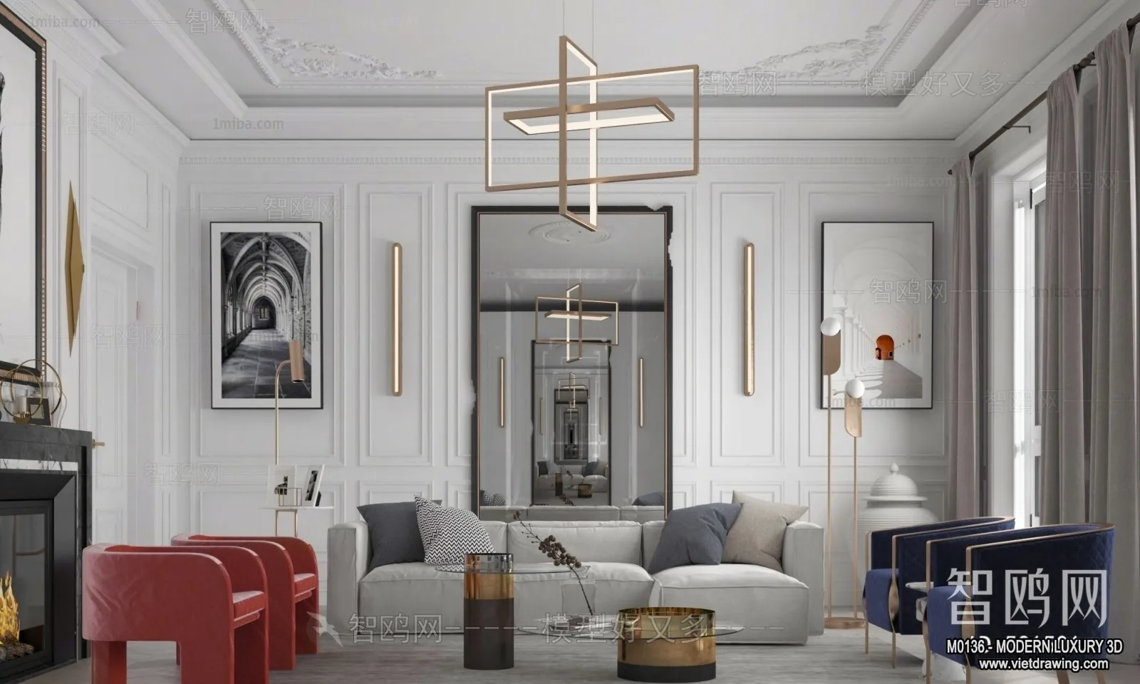 Living Room - 3D Interior Scene - Luxury Style - 034