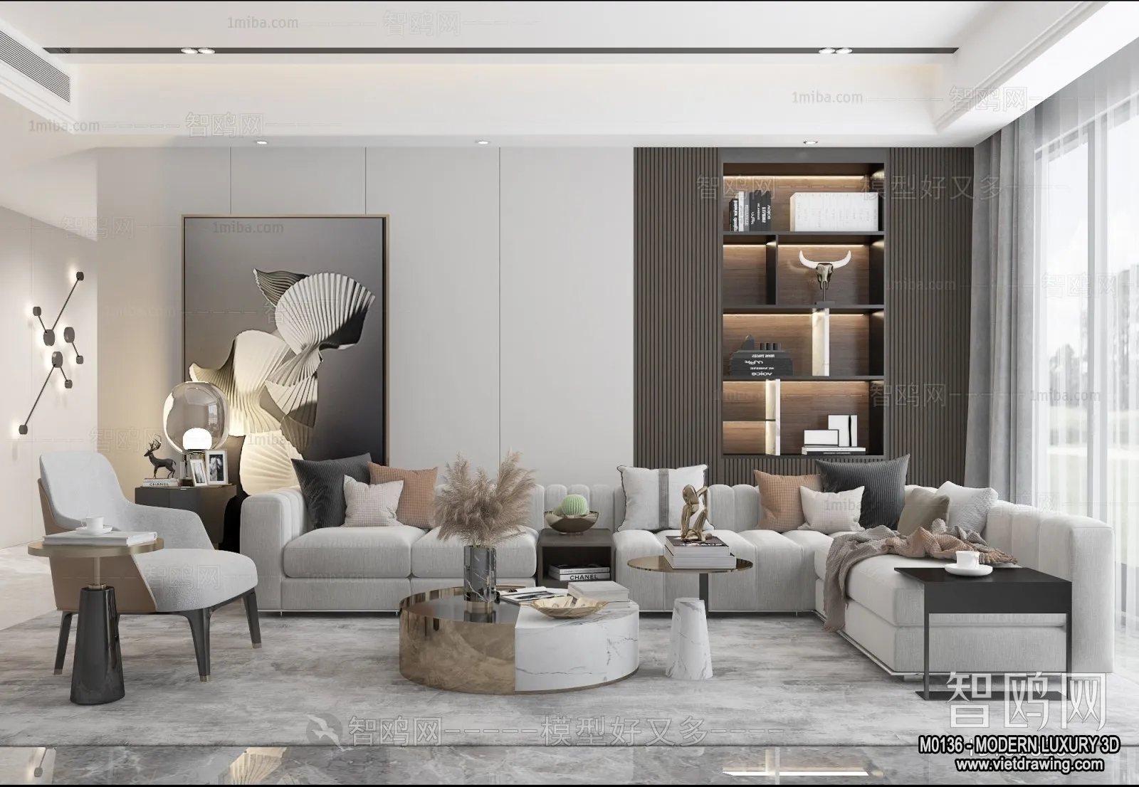 Living Room - 3D Interior Scene - Luxury Style - 036