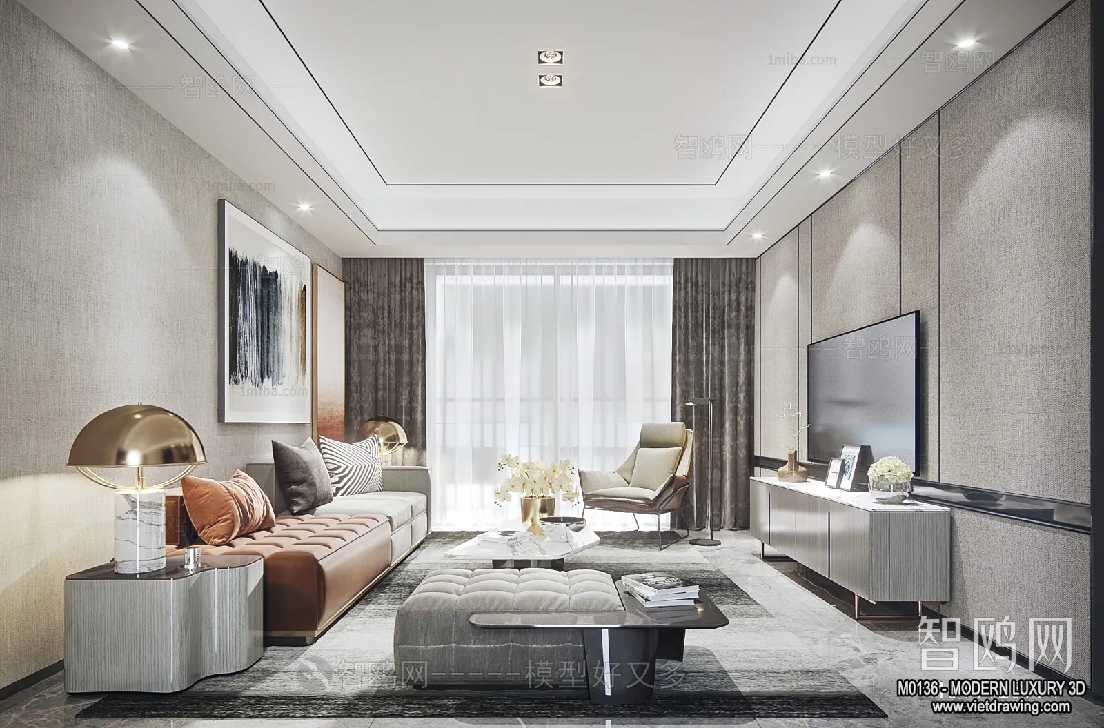 Living Room - 3D Interior Scene - Luxury Style - 037