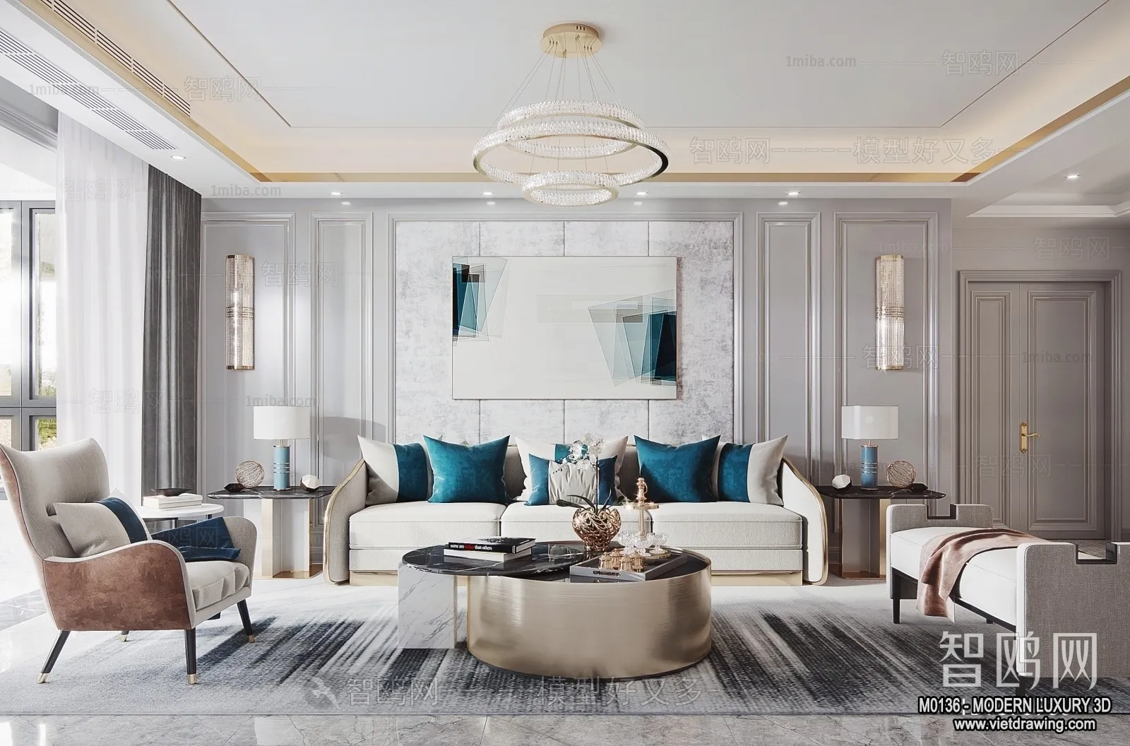 Living Room - 3D Interior Scene - Luxury Style - 039