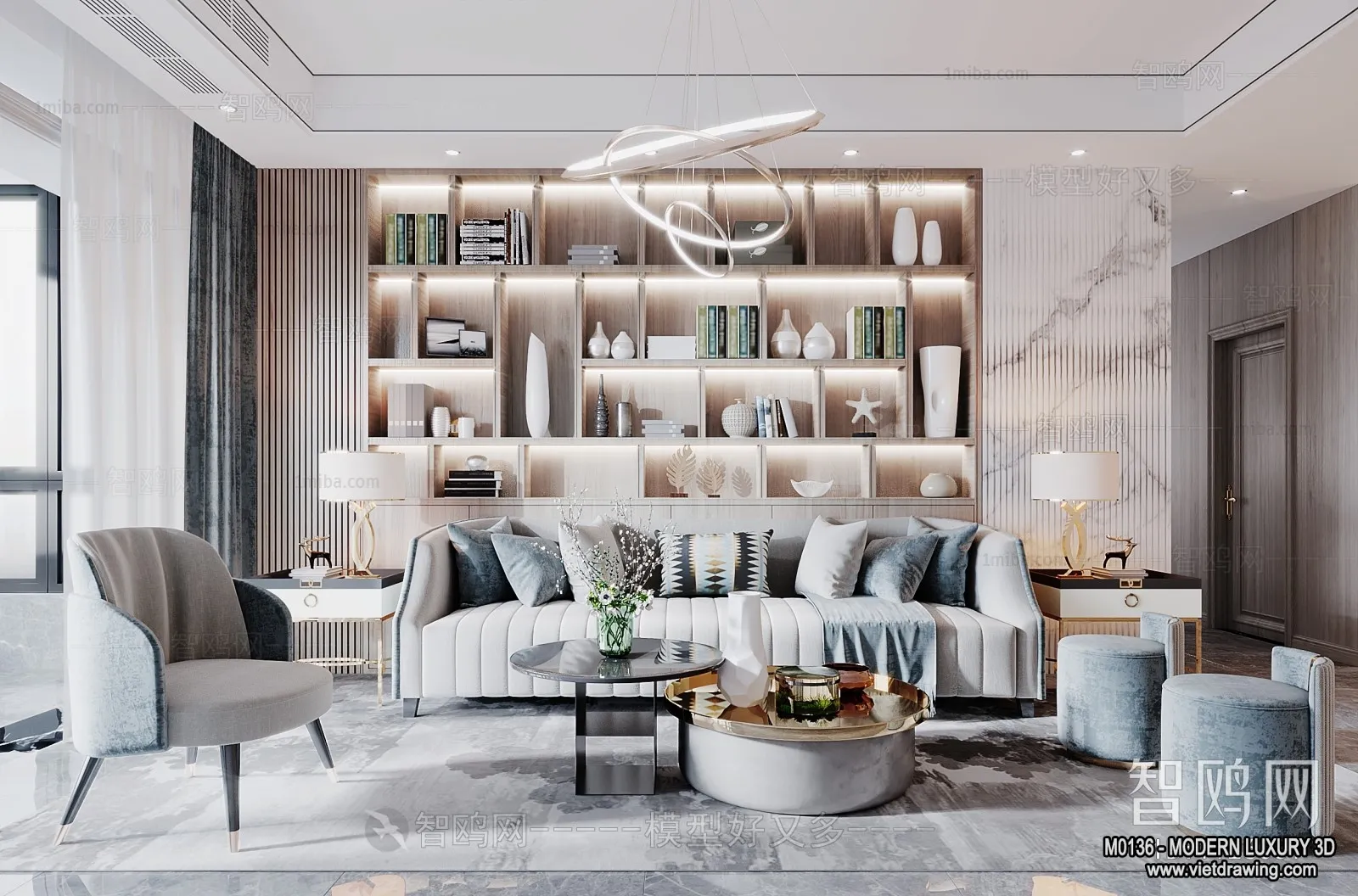 Living Room - 3D Interior Scene - Luxury Style - 040