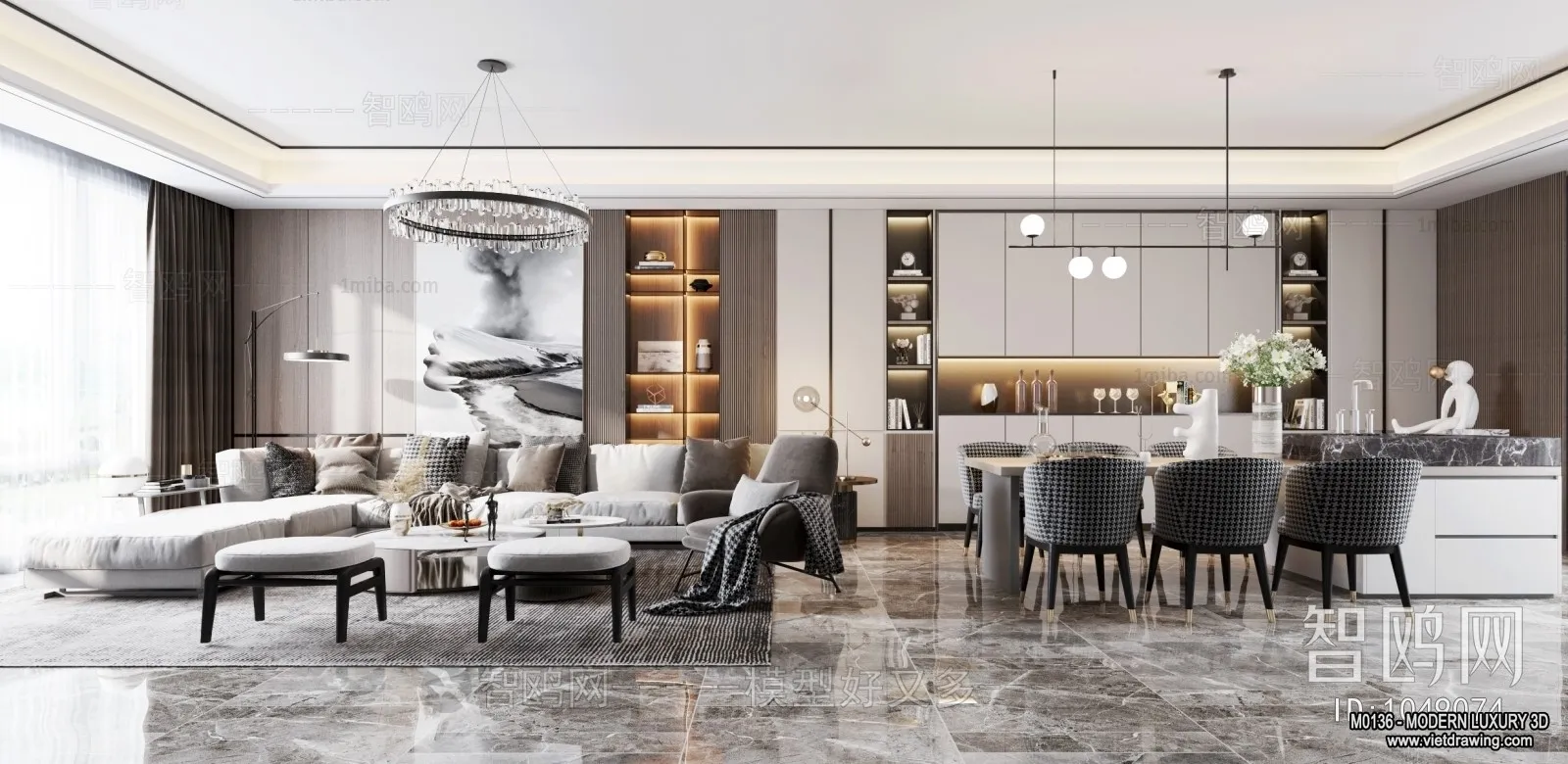 Living Room - 3D Interior Scene - Luxury Style - 043