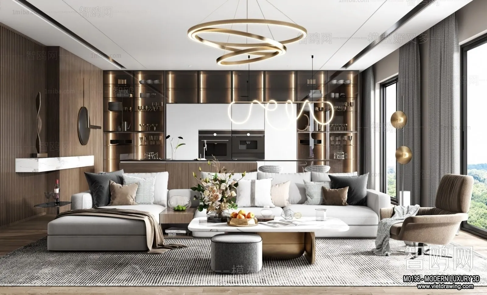 Living Room - 3D Interior Scene - Luxury Style - 045