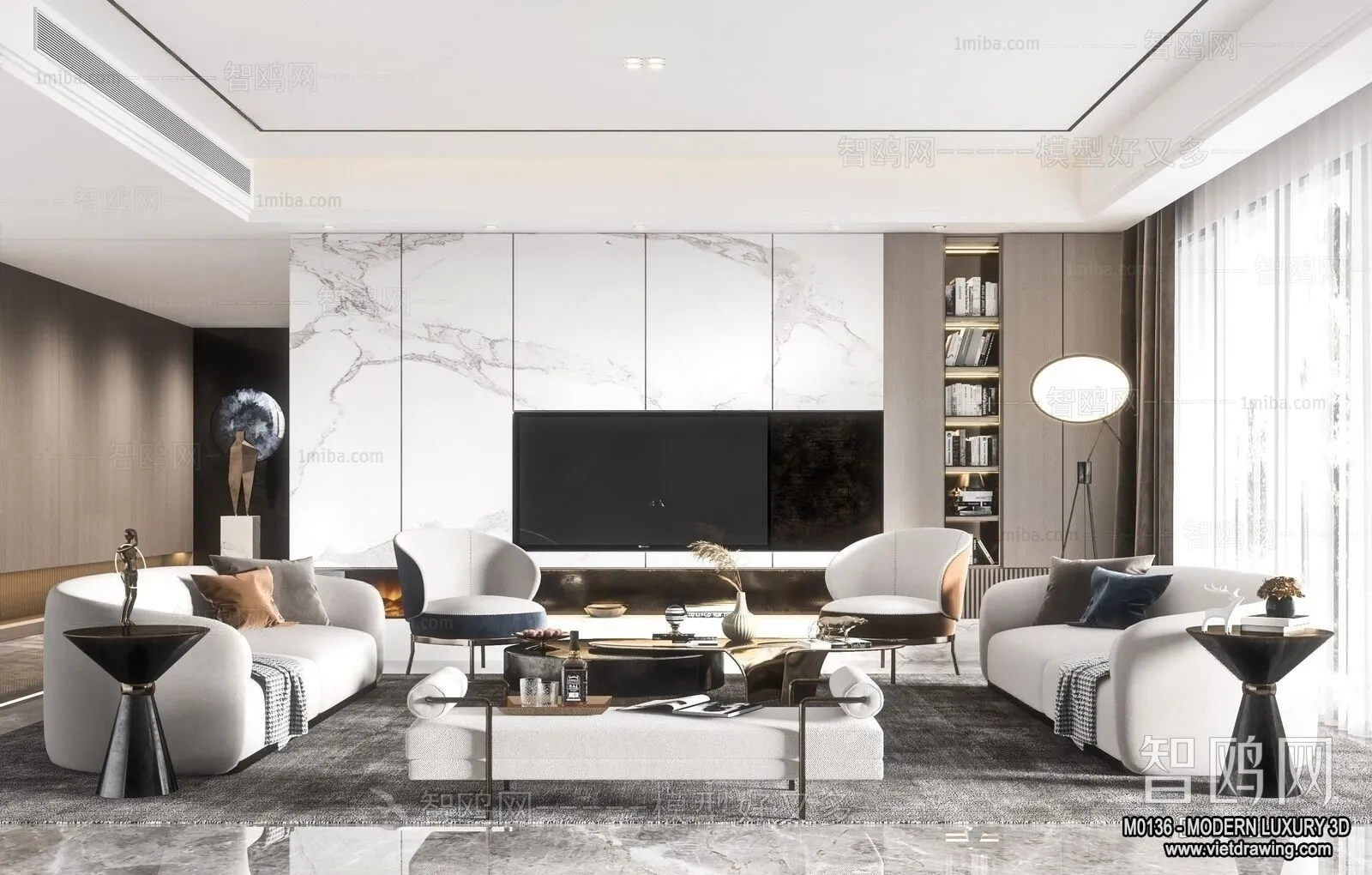 Living Room - 3D Interior Scene - Luxury Style - 052