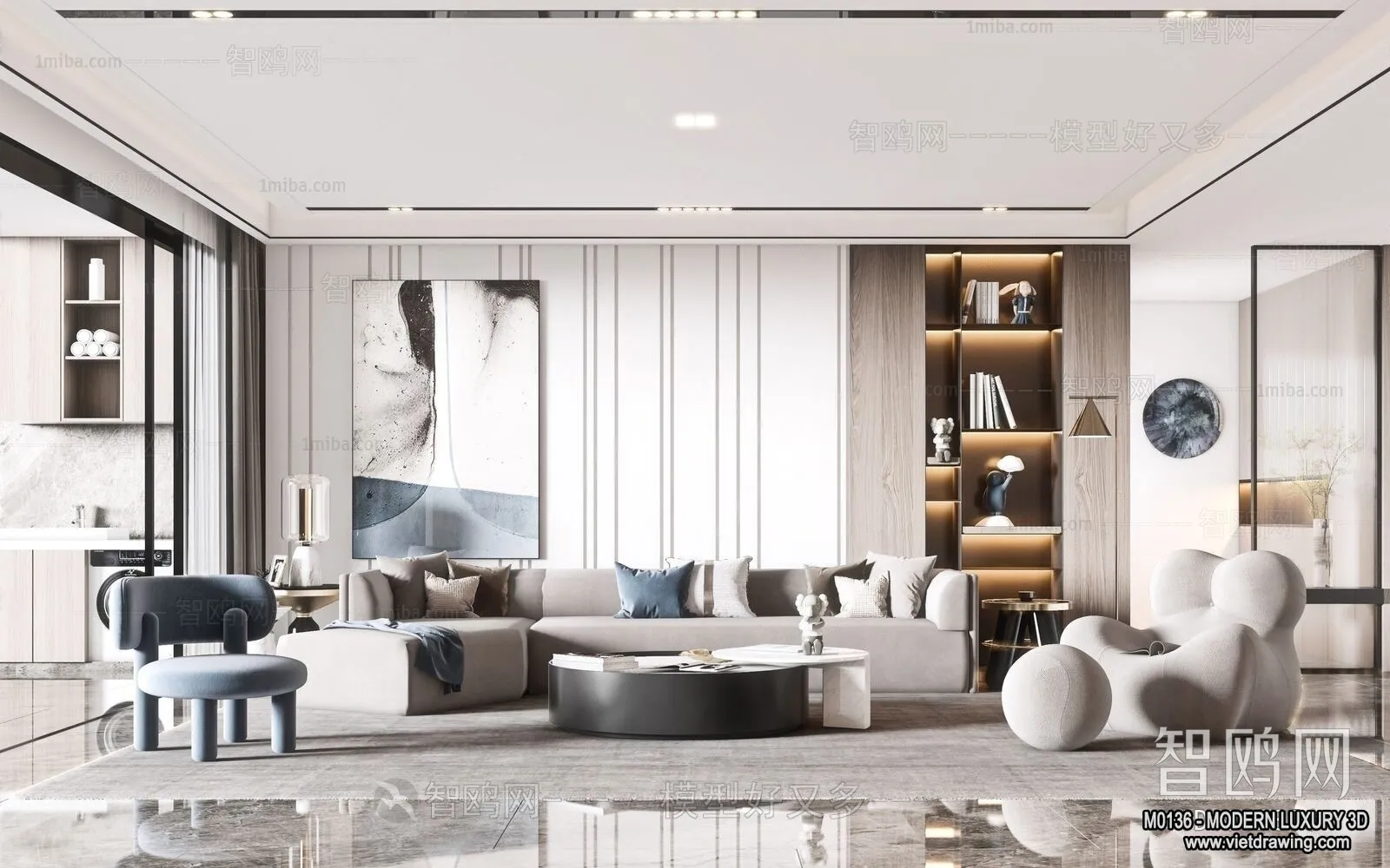 Living Room - 3D Interior Scene - Luxury Style - 054