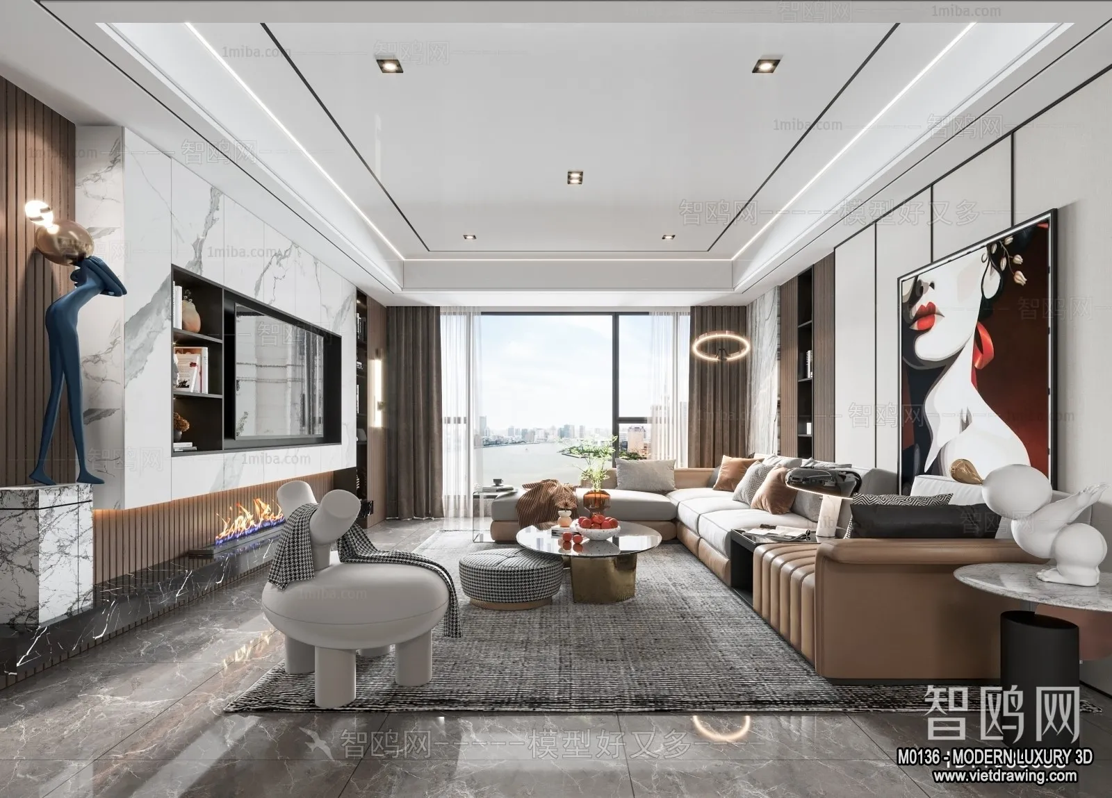 Living Room - 3D Interior Scene - Luxury Style - 061