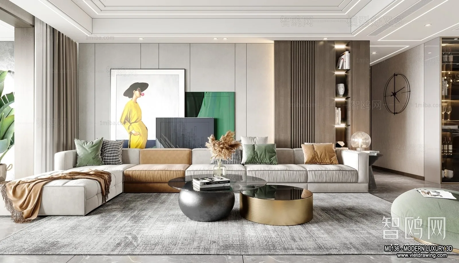 Living Room - 3D Interior Scene - Luxury Style - 063