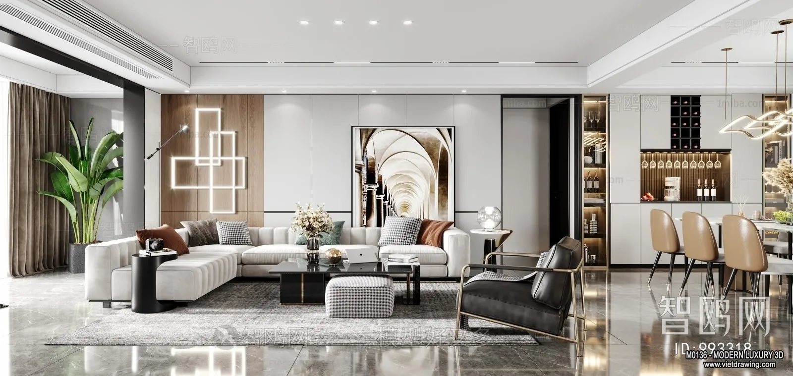 Living Room - 3D Interior Scene - Luxury Style - 065