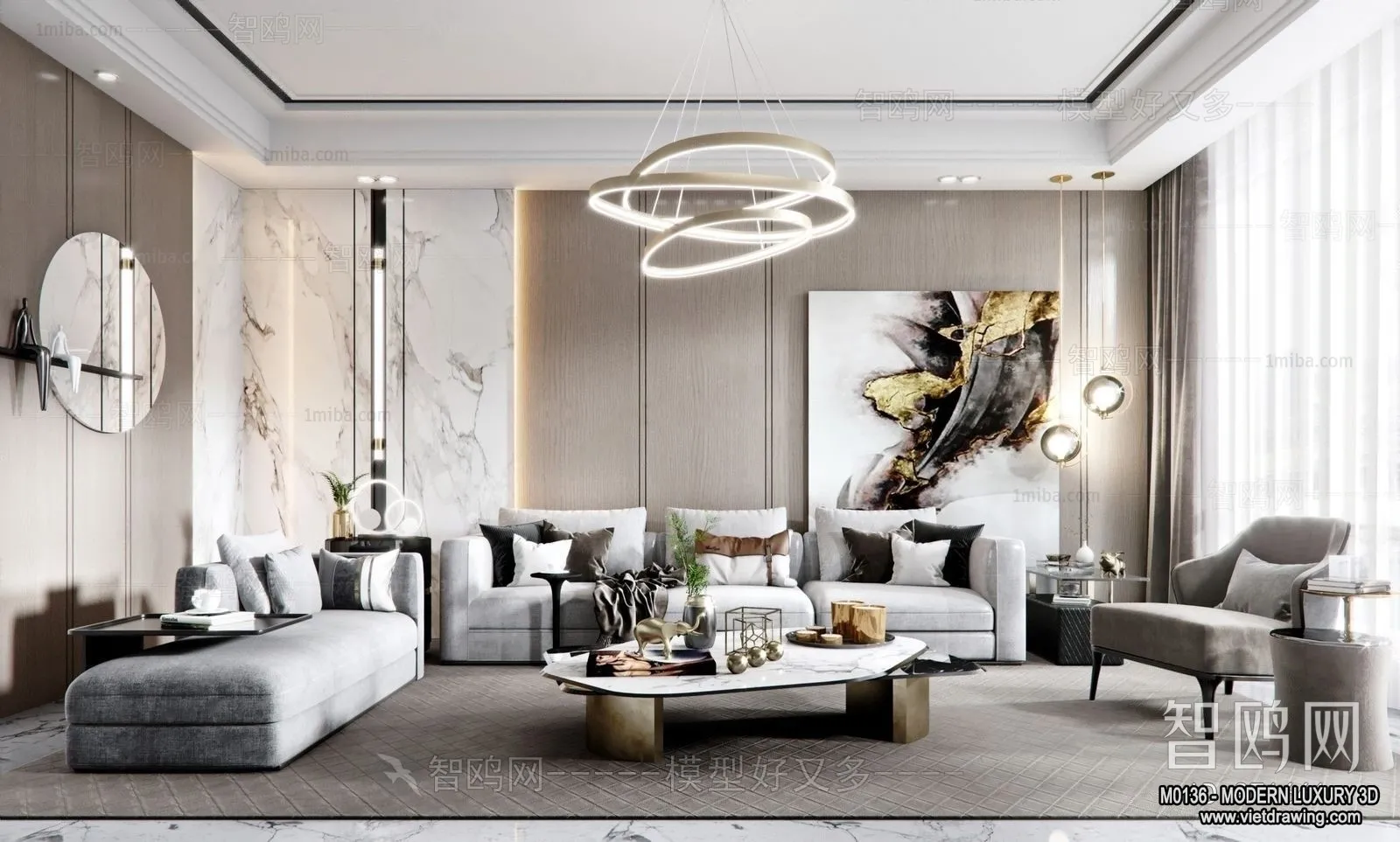 Living Room - 3D Interior Scene - Luxury Style - 068