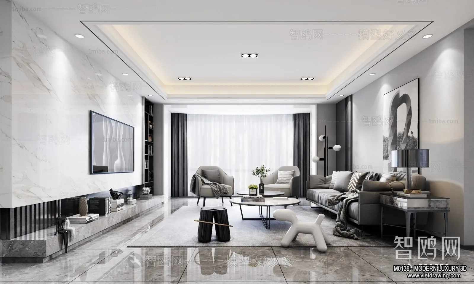 Living Room - 3D Interior Scene - Luxury Style - 069