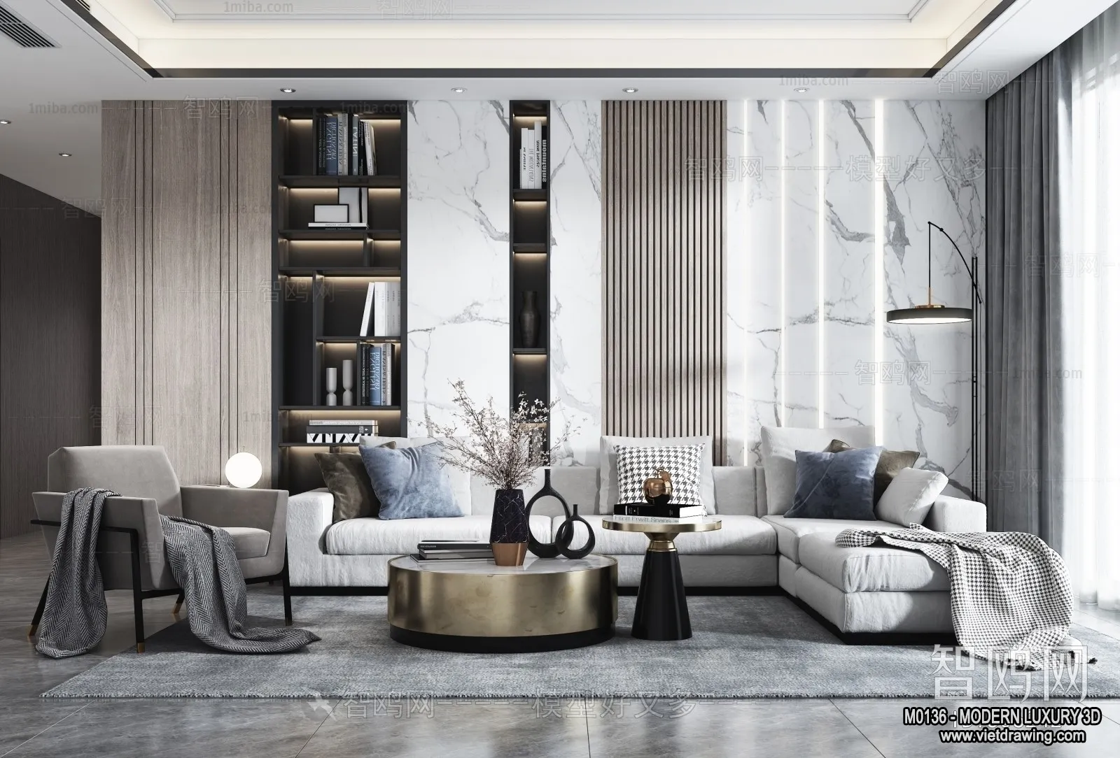 Living Room - 3D Interior Scene - Luxury Style - 070