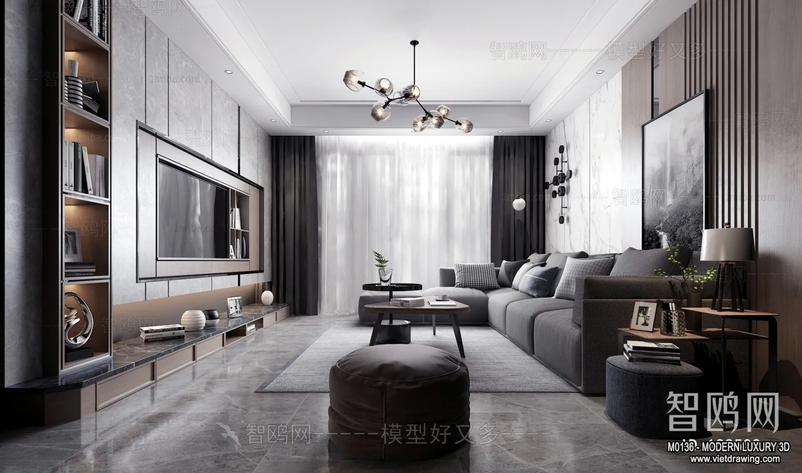 Living Room - 3D Interior Scene - Luxury Style - 074