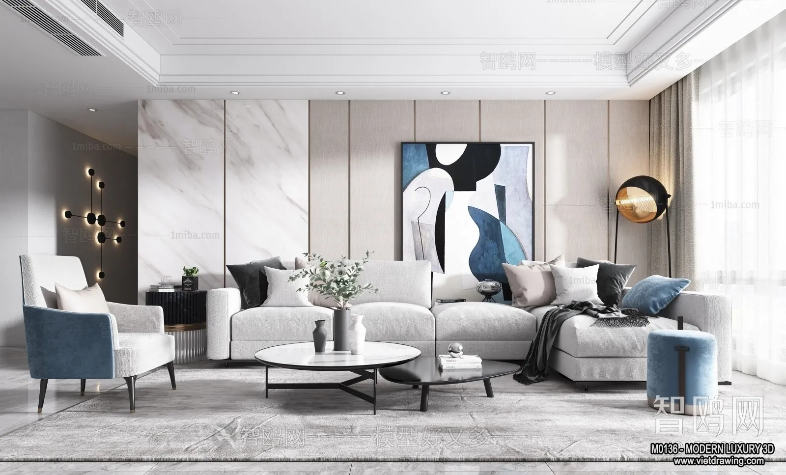 Living Room - 3D Interior Scene - Luxury Style - 075