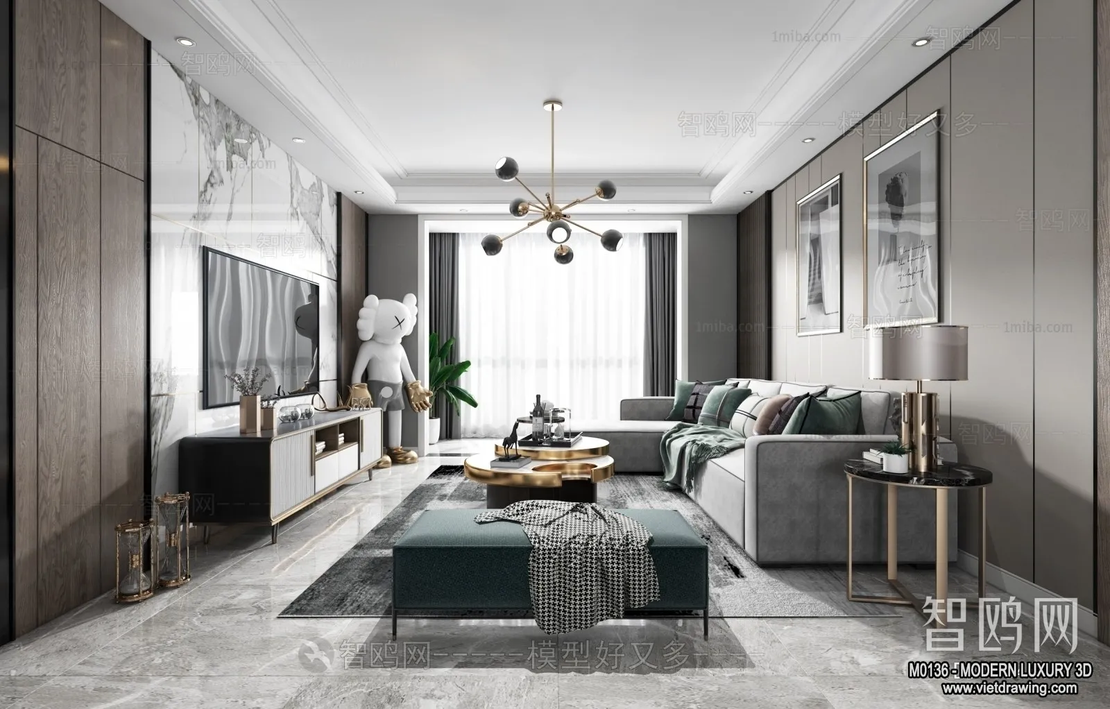 Living Room - 3D Interior Scene - Luxury Style - 076