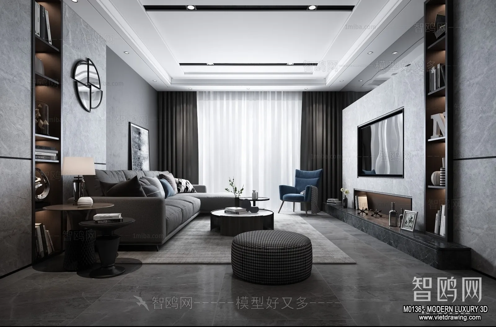 Living Room - 3D Interior Scene - Luxury Style - 077
