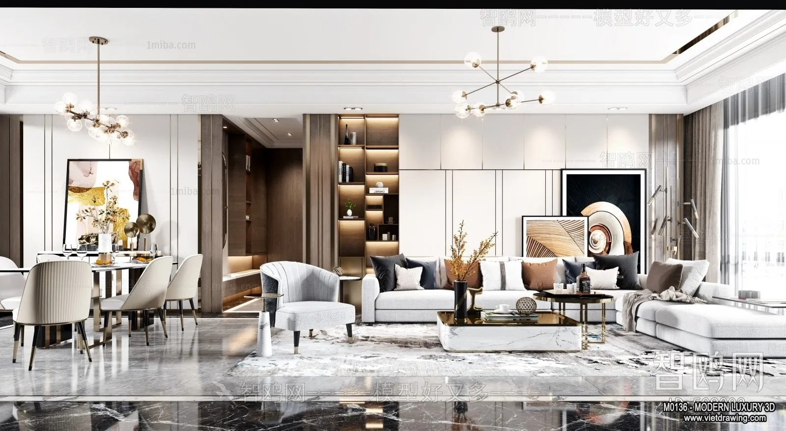 Living Room - 3D Interior Scene - Luxury Style - 078