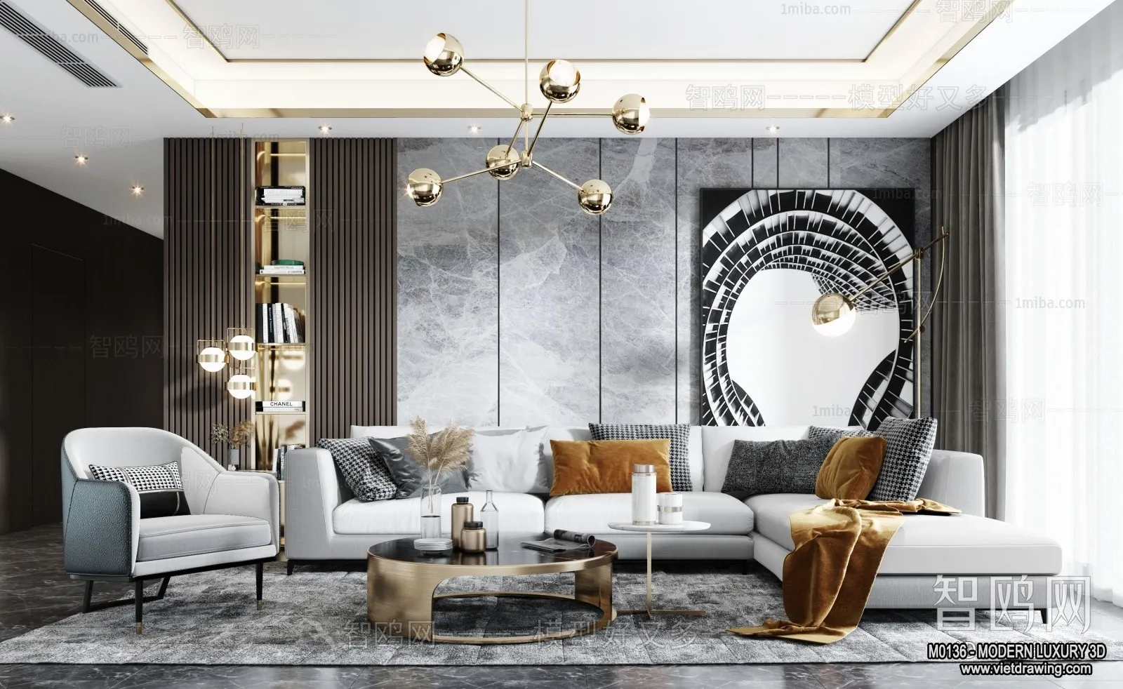 Living Room - 3D Interior Scene - Luxury Style - 079