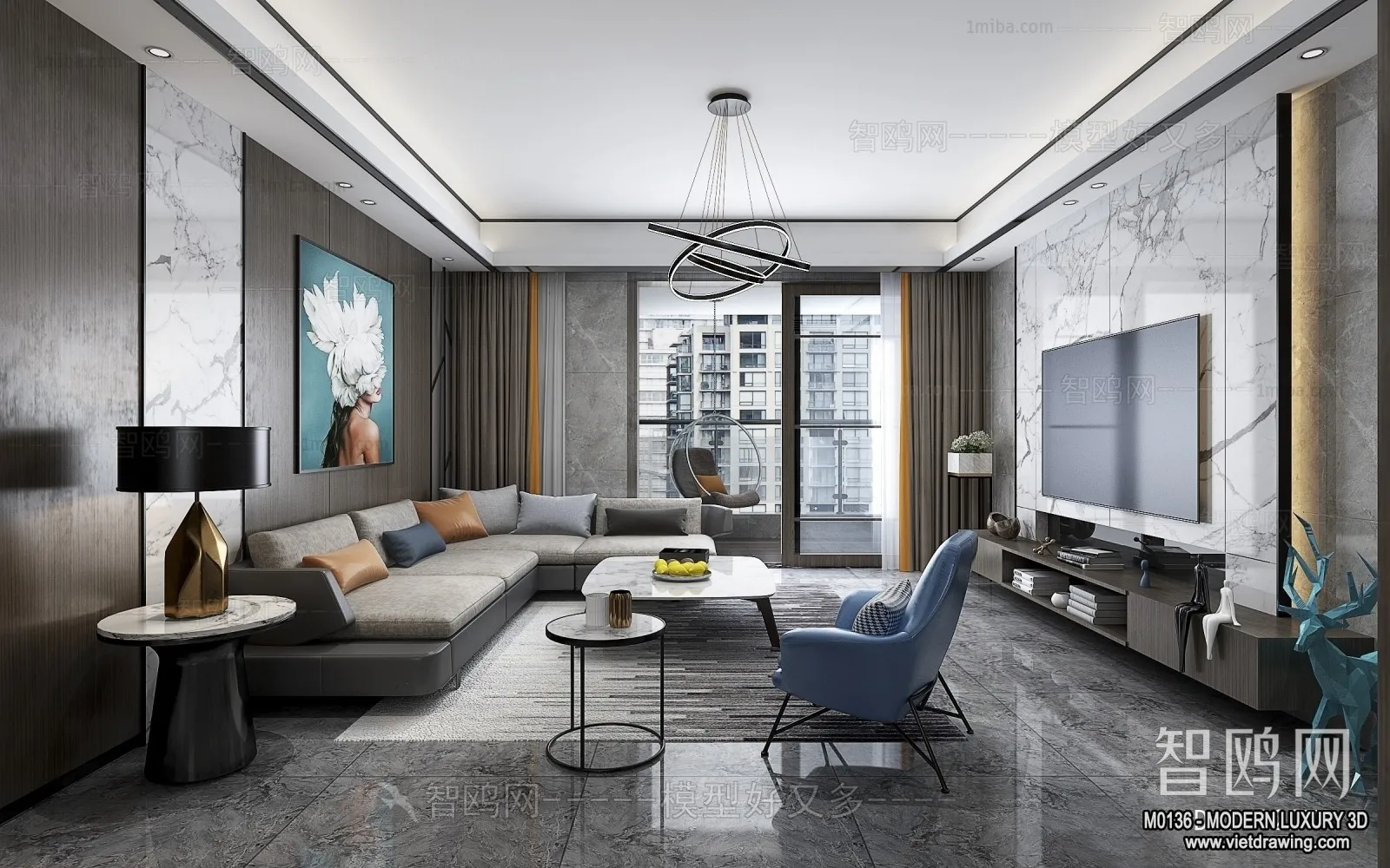 Living Room - 3D Interior Scene - Luxury Style - 081