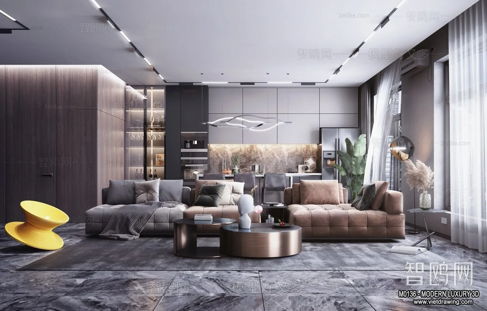 Living Room - 3D Interior Scene - Luxury Style - 083