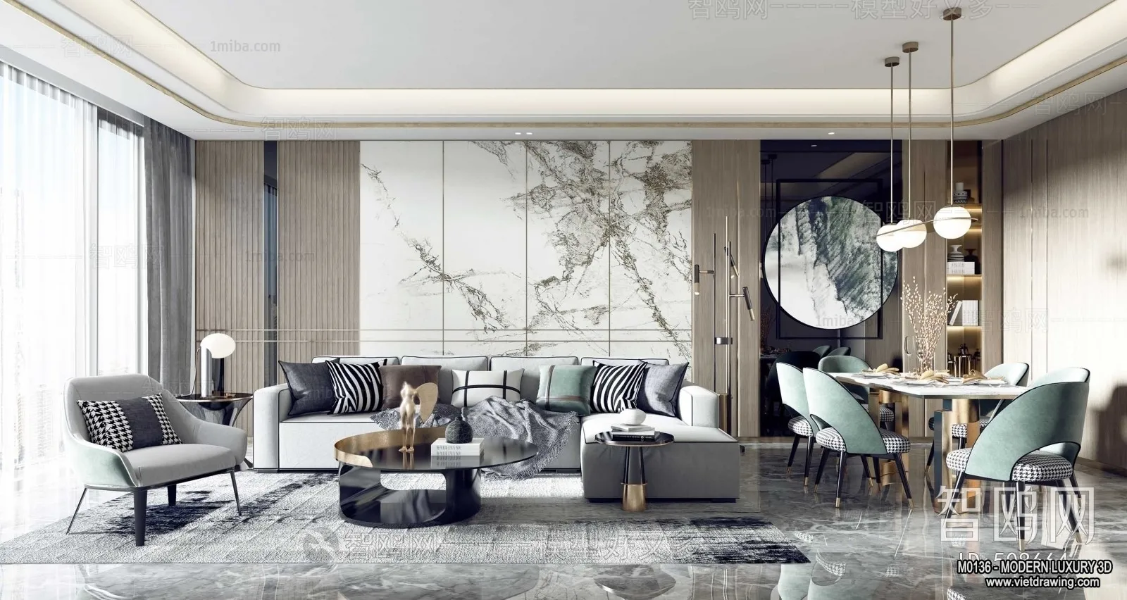 Living Room - 3D Interior Scene - Luxury Style - 085