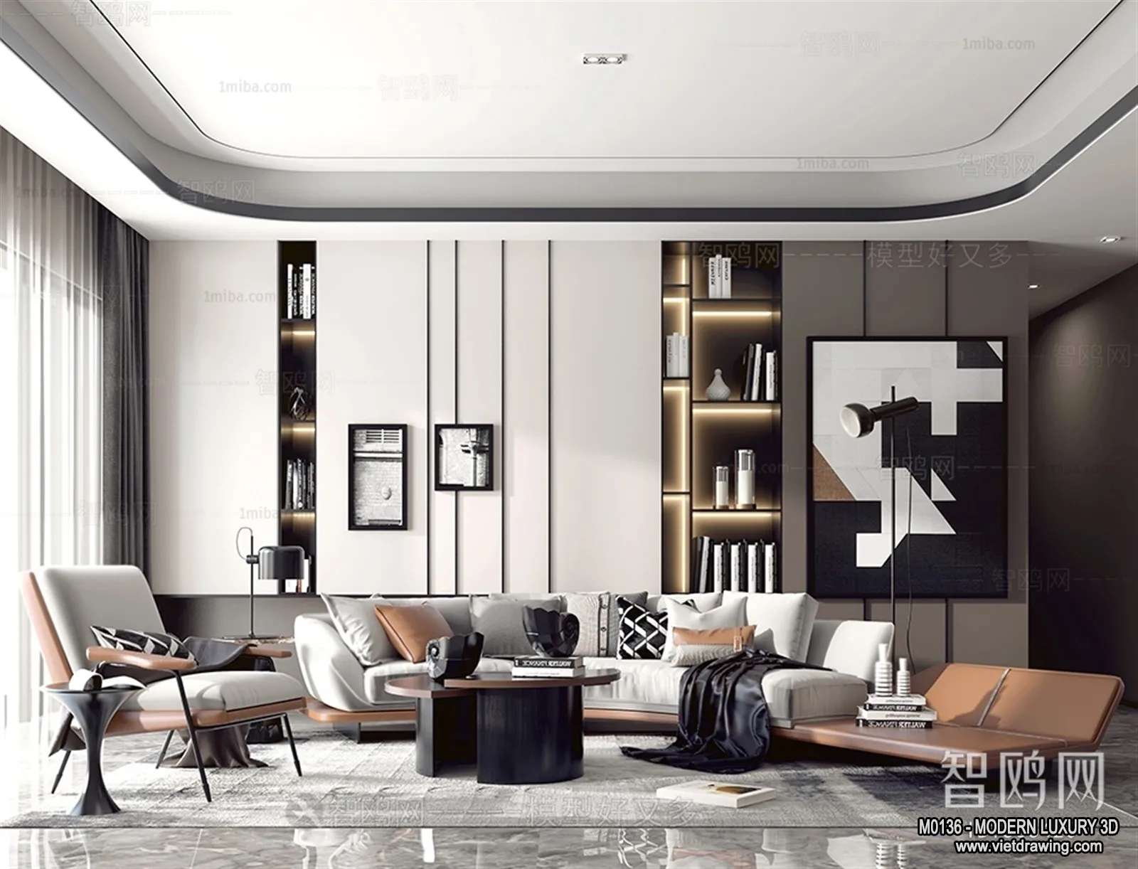Living Room - 3D Interior Scene - Luxury Style - 087