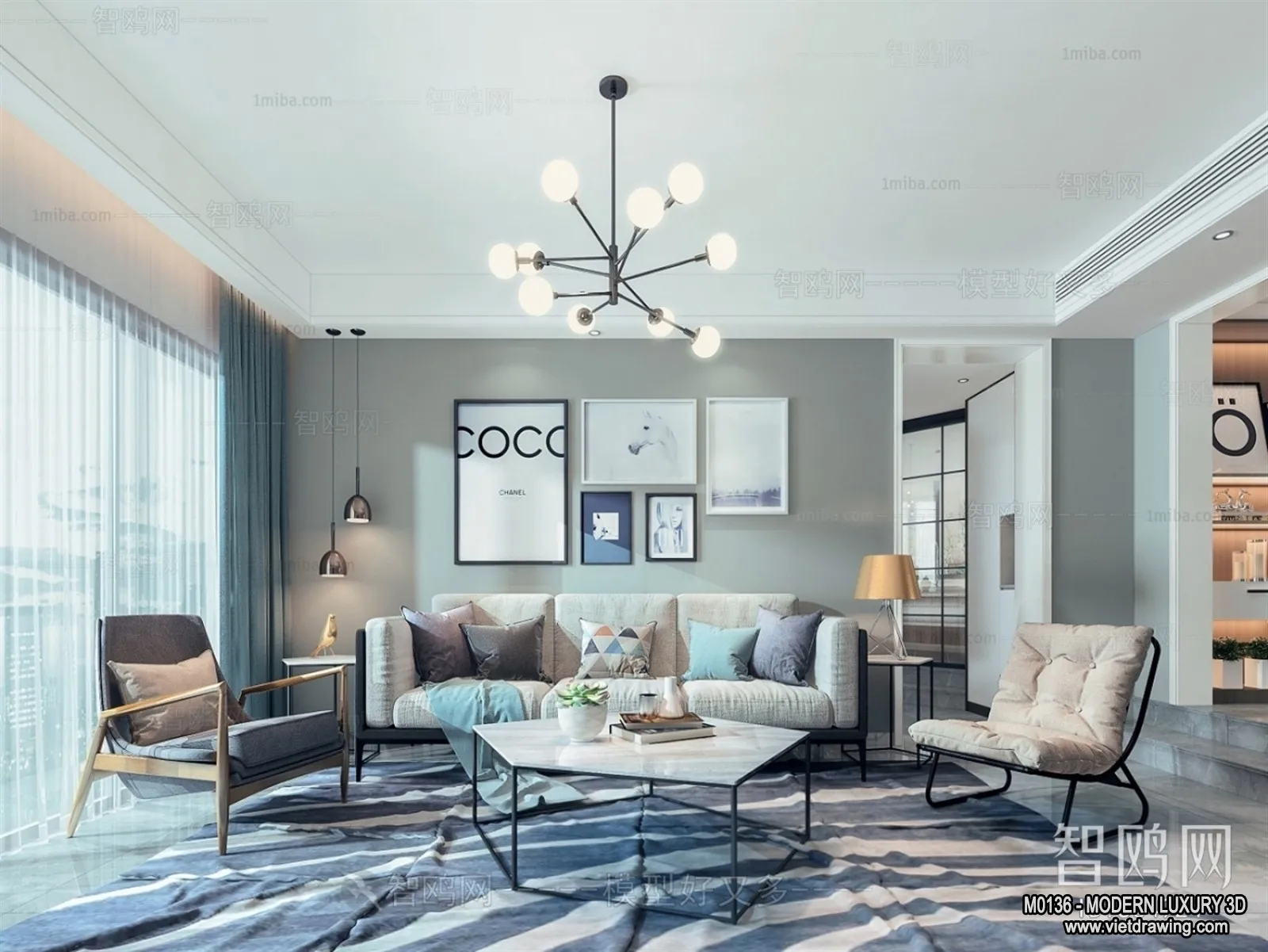 Living Room - 3D Interior Scene - Luxury Style - 090