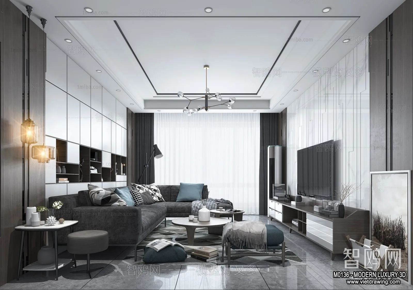 Living Room - 3D Interior Scene - Luxury Style - 095