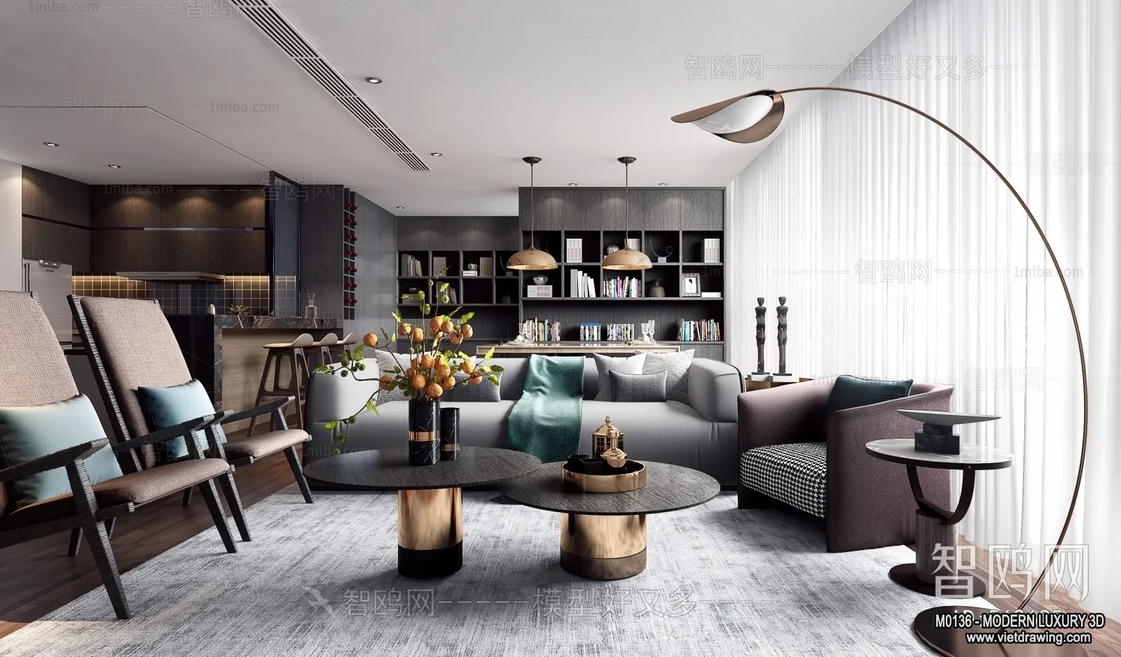 Living Room - 3D Interior Scene - Luxury Style - 100