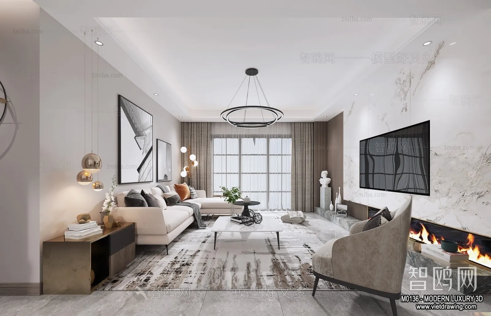 Living Room - 3D Interior Scene - Luxury Style - 116