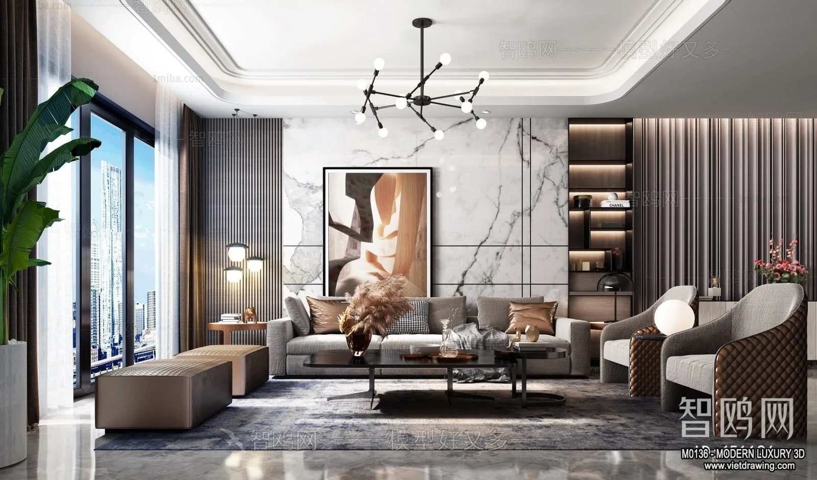 Living Room - 3D Interior Scene - Luxury Style - 121