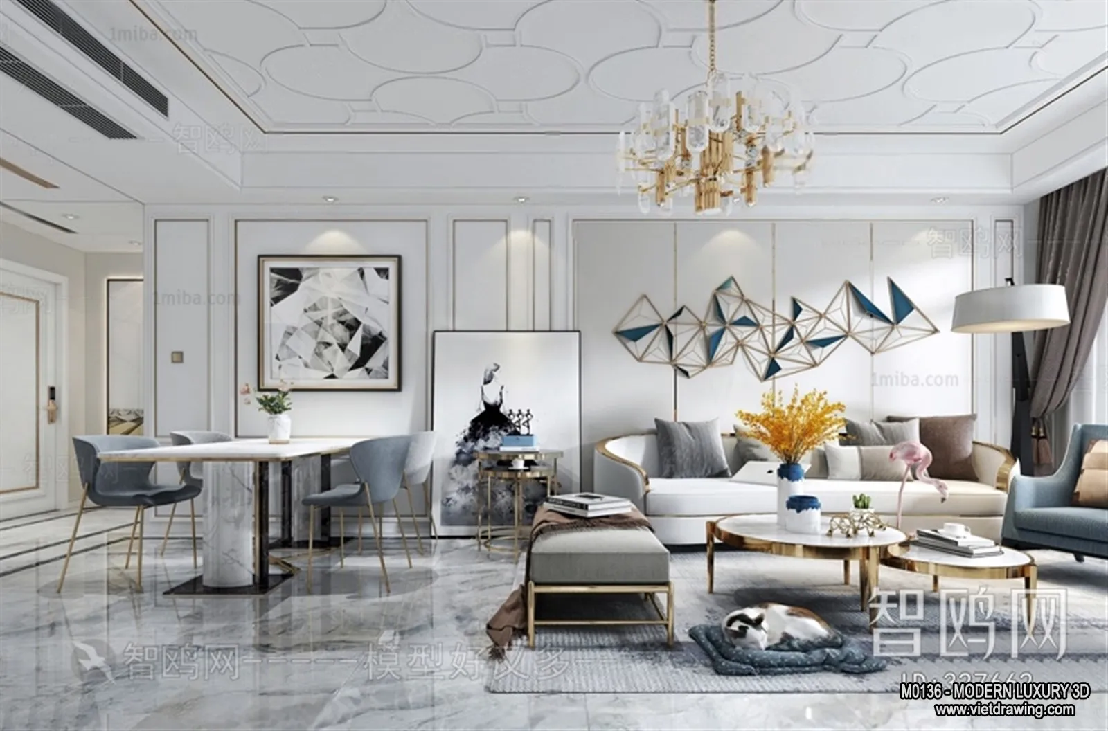 Living Room - 3D Interior Scene - Luxury Style - 126