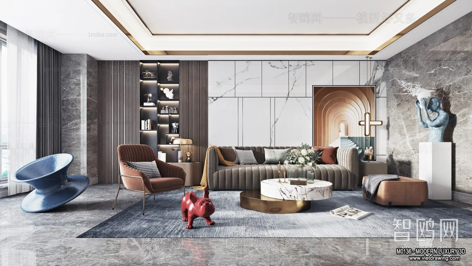 Living Room - 3D Interior Scene - Luxury Style - 128