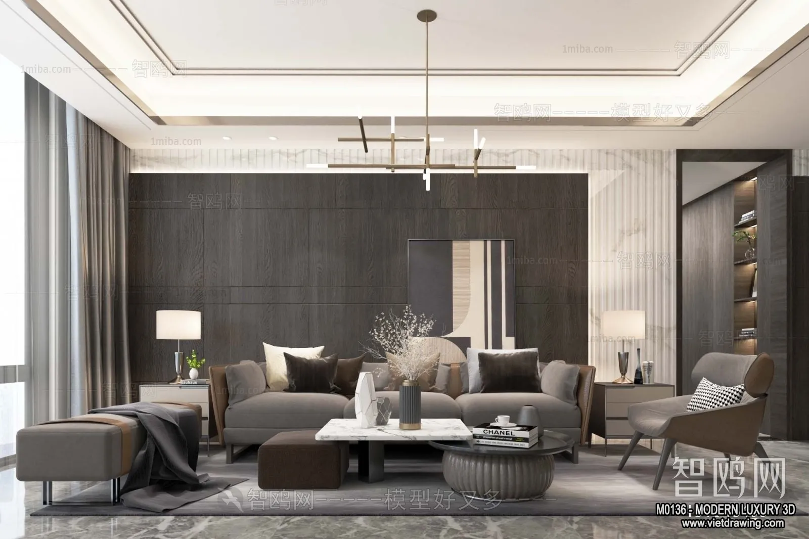 Living Room - 3D Interior Scene - Luxury Style - 129