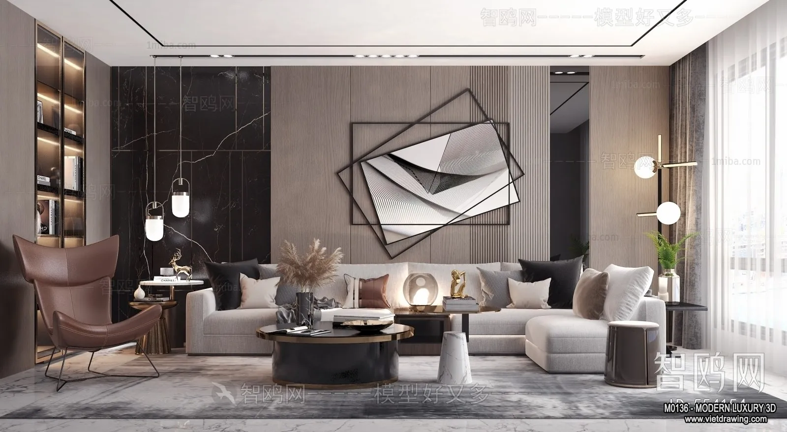 Living Room - 3D Interior Scene - Luxury Style - 133
