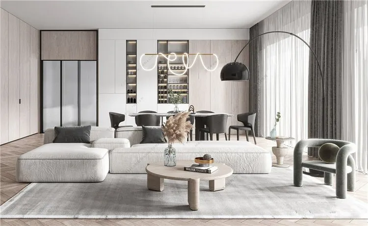 Living Room 3D Interior Scene Model - Wabi Sabi Style - 004