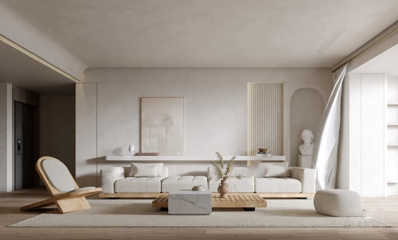 Living Room 3D Interior Scene Model - Wabi Sabi Style - 019