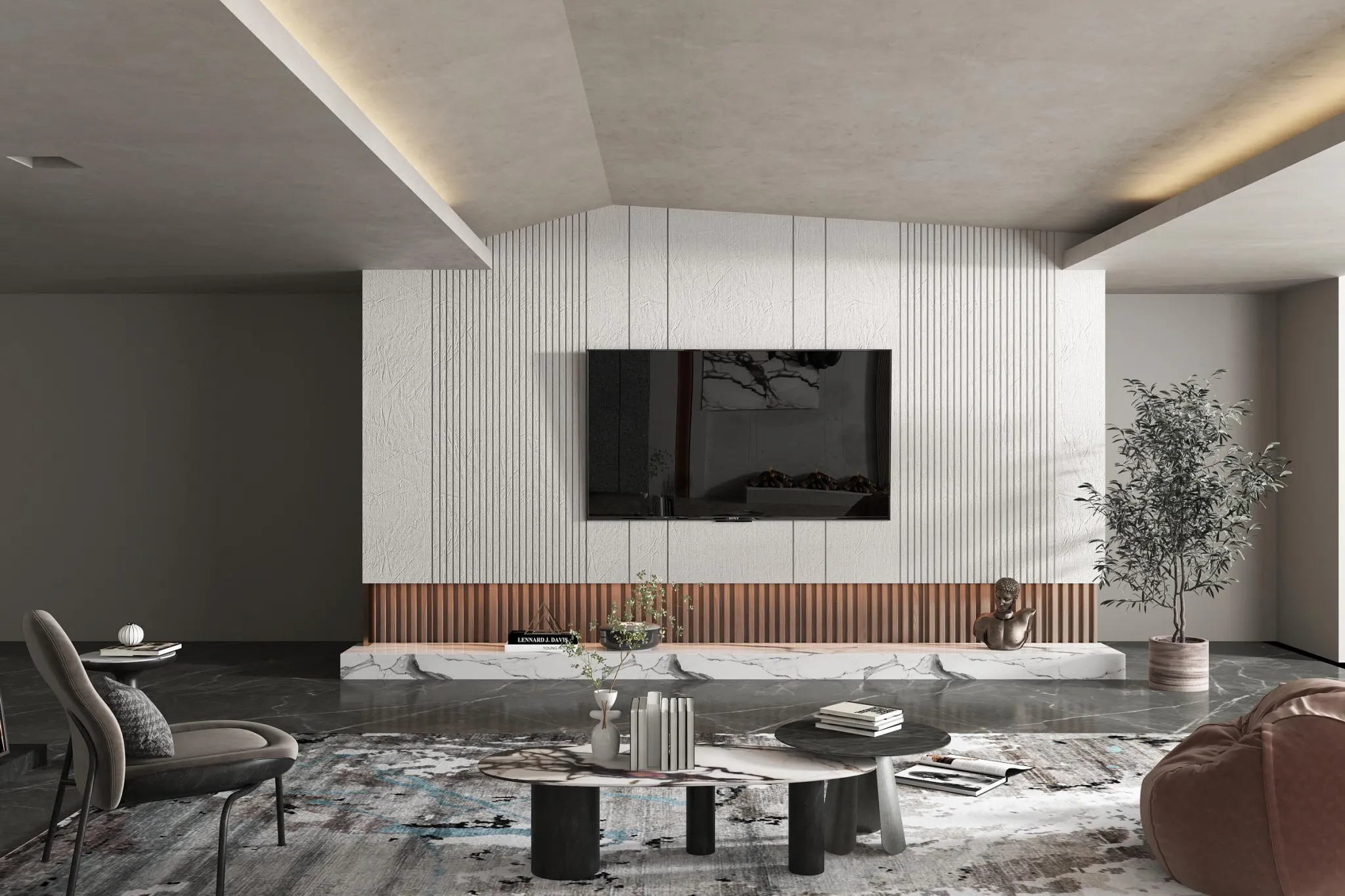 Living Room 3D Interior Scene Model - Wabi Sabi Style - 037