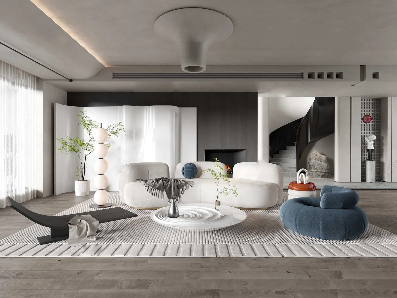 Living Room 3D Interior Scene Model - Wabi Sabi Style - 042