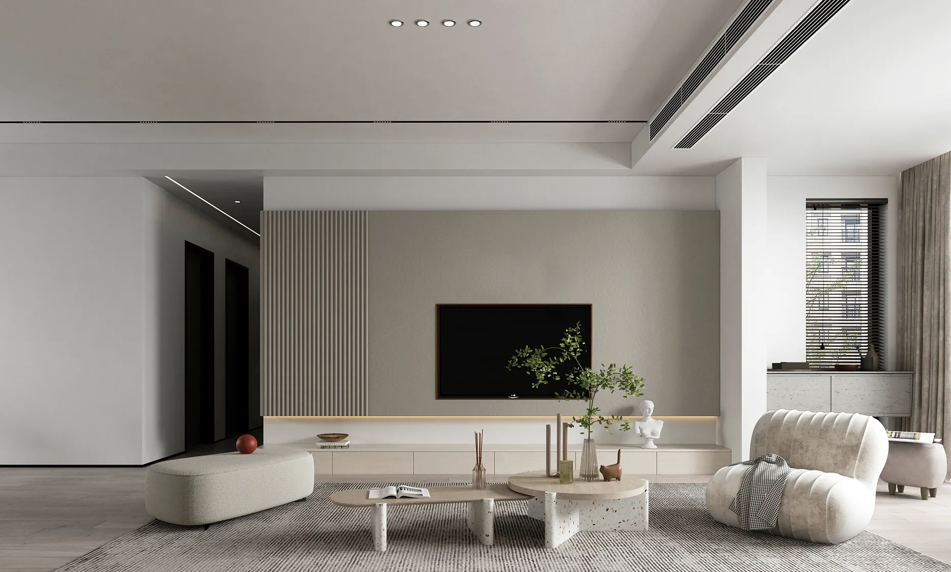 Living Room 3D Interior Scene Model - Wabi Sabi Style - 046